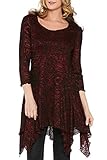 Kaktus Women's Asymmetrical Embroidered Paisley Tunic (Plus Size Available)