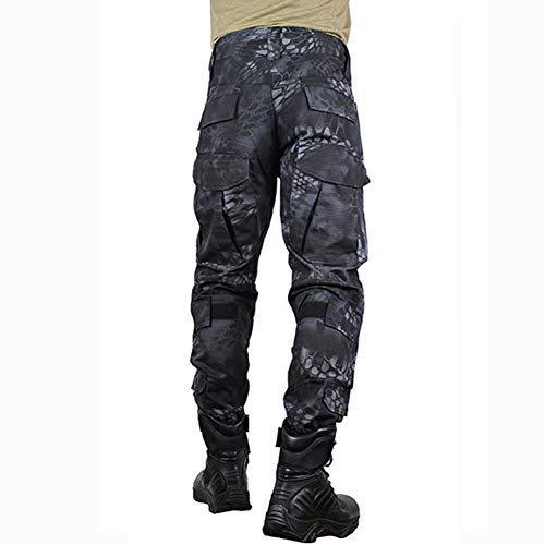 zuoxiangru Men's Multicam Tactical Pants Multi-Pockets Military Camo Outdoor Airsoft Combat Hunting Pants with Knee Pads (HM, US XS=Tag 30)
