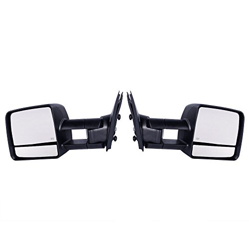 Manual Towing Mirrors LED Signal Power Heated Telescoping Towing Drive Passenger Side Mirrors Fit for 2007-2016 Toyota Tundra 4.6L 4.7L 5.7L