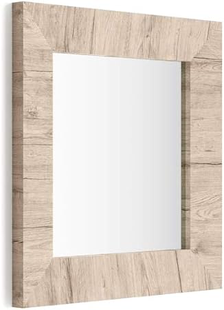 Mobilifiver Espejo De Pared Cuadrado Marco De Color Encina