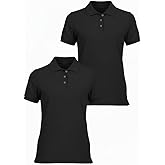 INGEAR Girls Short Sleeve Polo Shirt 2-Pack - School Uniform, Casual Wear, Moisture-Wicking, Breathable, Sizes 4-16