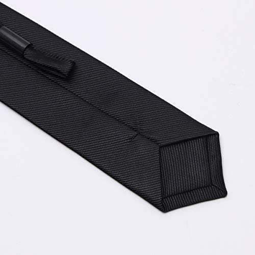Mumusung Men's Solid Color Slim Skinny Tie 2" Necktie（black tie） - Thumbnail 4