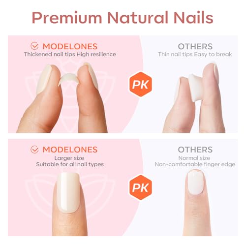modelones French Tips Press on Nails, 32Pcs 16 Sizes Short Oval Fake Nails Kit Press Ons with Nail Glue, Adhesive Tabs, Nail File, Prep Pad, Manicure Stick - Image 6