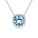 Alantyer Birthstone Necklace Made with Square Swarovski Crystal for Women and Girls,Aquamarine (March Birthstone)