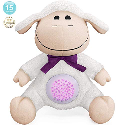 BEREST A11 Baby Sleep Soother Sheep, Lullabies & Shusher White Noise Machine Sound Soother, Nursery Decor Night Light Projector, Toddler Crib Sleep Aid, Baby Shower Gifts Portable Sheep Plush Toy