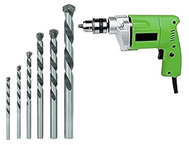 MLD ELECTRIC DRILL MACHINE 10MM + 5PCS BIT HEAVY DUTY FOR HOME USE AND DRILLING WALL - (Colours As Per Availability)
