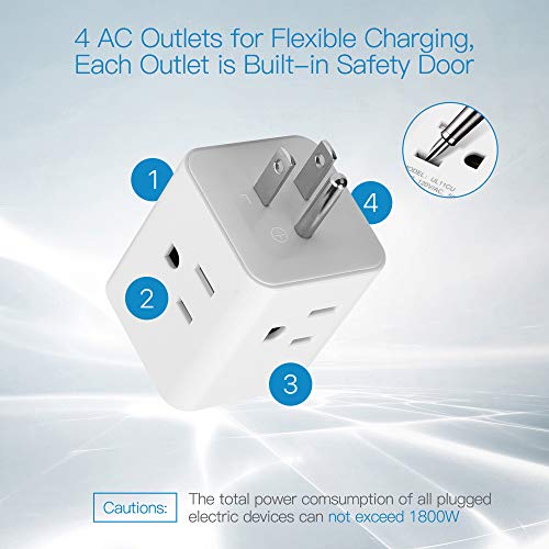 Electrical Outlet Adapter Extender with Portable Design, Multi Plug