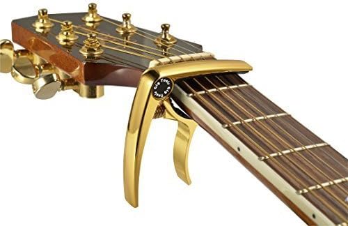 Gold Guitar Capo for Acoustic, Electric, Classical &amp; Bass Superior Quality - Professional Guitar Capo Suitable for Beginners - Lifetime Warranty - Single Handed Quick Change - No Buzzing - Lightweight