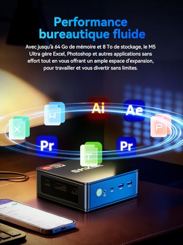 GMKtec [3 Years Cover AMD Mini PC Ryzen 7 7730U (Beats 7430U/5825U, 8C/16T up to 4.5GHz) M5 Ultra Micro PC 32GB DDR4 512GB M.2 SSD, with WiFi6E, 2 x 2.5G LAN, Triple 4K Screen, USB C for Gamer