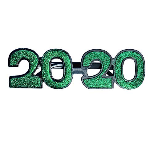 JulysGift 2020 New Year's Glittered Plastic Party Glasses Graduation Celebration Eyeglasses, 6 Count (Glittered-01)