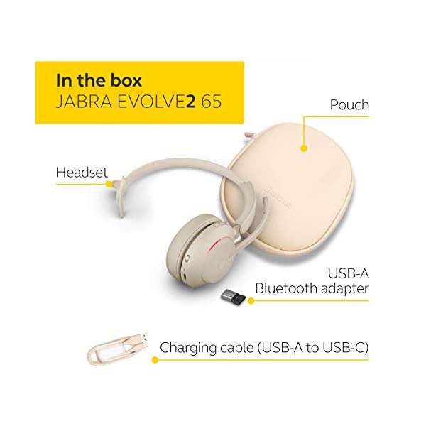 Jabra-Evolve2-65-Wireless-PC-Headset--Noise-Cancelling-UC-Certified-Mono-Headphones-With-Long-Lasting-Battery--USB-C-Bluetooth-Adapter--Beige Jabra Evolve2 65 Wireless PC Headset – Noise Cancelling UC Certified Mono Headphones With Long-Lasting Battery – USB-C…