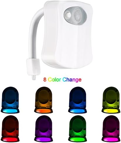 Motion Sensor Toilet Night Light-Motion Activated LED Toilet light -Body Sensor Nightlight with Two Modes and 8 Color Changing- Toilet Glow Bowl Light Fits Any Toilet