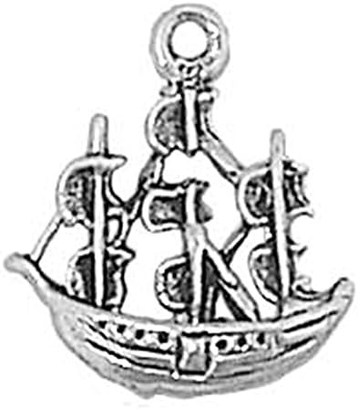 925 Sterling Silver Jamestown Ship Charm Pendant Boat Sail Ocean Sea Captain