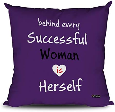 OddClick Behind Every Succesfull Woman is Herself for Sister, Daughter, Neice, Girlfriend, Wife, Mother, Aunt On Birthday, Seasonal Greetings, Womens Day Best Gift Purple Cushion With Filler 12x12Inch