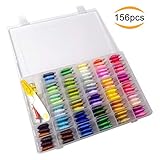 Mlife Embroidery Floss with Organizer Storage Box - 156Pcs Embroidery Kit Includes 100 Skeins Rainbow Color Embroidery Threads, Friendship Bracelets String with 56 Pieces Cross Stitch Tools