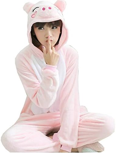 HSDJ Unisex-adult Kigurumi Onesie Pink Pig Pajamas L