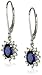 Sterling Silver Created Blue Sapphire and Created White Sapphire Dangle Earrings