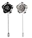 2 PCS Men's Rose Golden Flower Lapel Stick Brooch Pin for Sui,Gold/Sliver (Black-Silver)