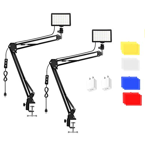 2 Packs 70 LED Video Conference Lighting with Clamp Scissor Arm Stand