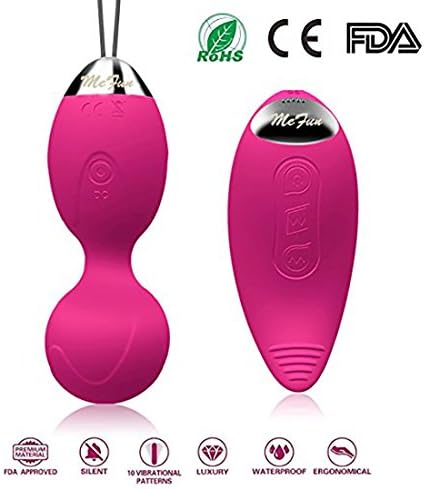 MeFun Silicone Massager Eggs Kit Gift Toys Bladder Control Devices&amp; Pelvic Floor Muscle Training - 10 Speed Remote Control Waterproof Rechargeable (Peach)