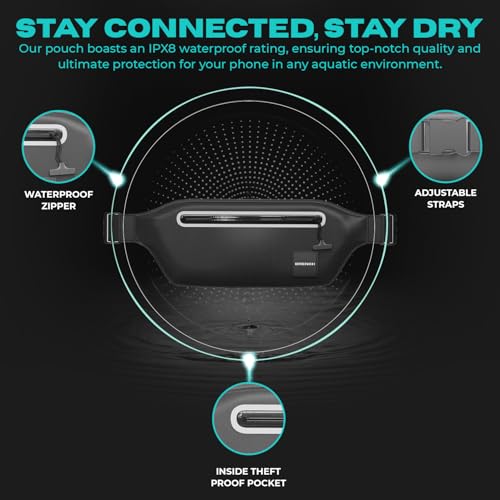 Drench 100% Underwater Waterproof Fanny Pack. Waist Pack. Submersible Waterproof Phone Pouch. Dry Bag for Swimming, Boating, SUP & Snorkelling. Underwater Phone case. Floating Belt Bag
