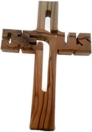 HolyRoses Olive Wood Jesus Cut Out Wall Cross (12 cm / 4.75")