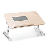Quze Adjustable Wooden Laptop Desk Notebook Computer Stand with Built in Cooling Fan Portable, Foldable Lap Desk