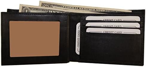 Improving LifestylesLeather Bifold Wallet with Inside and Outside Window ID Black SUN1302BK