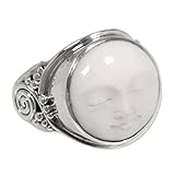 NOVICA .925 Sterling Silver Handcrafted Cow Bone Cocktail Ring 'Face of the Moon'