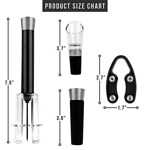 OPUX Wine Bottle Opener Set Air Pressure Pump Cork Remover Needle