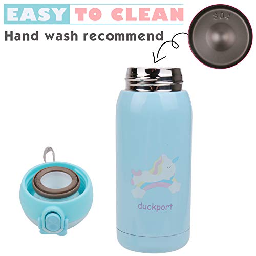 Kids Water Bottle Thermoses Unicorn, Unicorn Water Bottle for Kids, Vacuum Insulated Water Flask, Thicken Stainless Steel BPA Free Leak Proof Thermoses Bottle for Boys, 12 O, Cyan