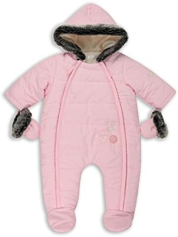 The Essential One - Baby Girls Fur Trimmed Snowsuit / Bundler / Pram - Pink - 0-3 Months - EO251