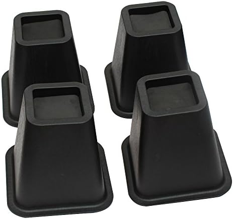 Bed Risers Furniture Raiser Sleek Design Bed Lifts in Heights 6 inch Set of 4 Pieces (Black)