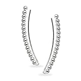 Sterling Silver Beaded Crawler Climber Ear Cuff Earrings, One Pair Set Women