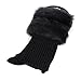 SCASTOE Womens Winter Warm Crochet Knit Fur Trim Leg Warmers Cuffs Toppers Boot Socks (Black)