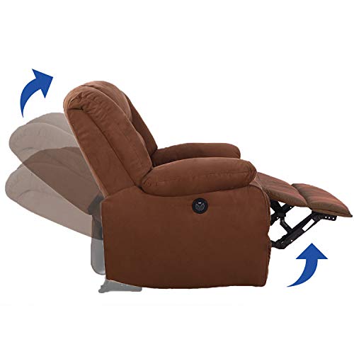 Modern Power Recliner with USB Charging Port - LCH Heavy Duty Microfiber Single Thicker Cushion Ergonomic Reclining Sofa Chair - Thumbnail 2