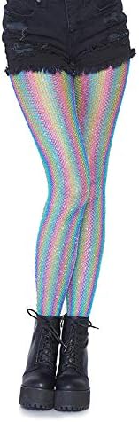 Leg Avenue Women's Lurex Shimmer Striped Fishnet Tights