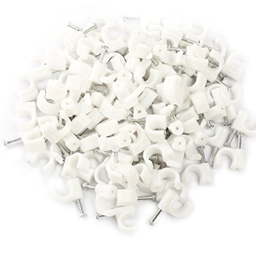 Bluesky RG6 RG59 Cable Clip Attach to Wood,Concrete,Brick,Masonry, Plaster Black /White 100 pieces (white)