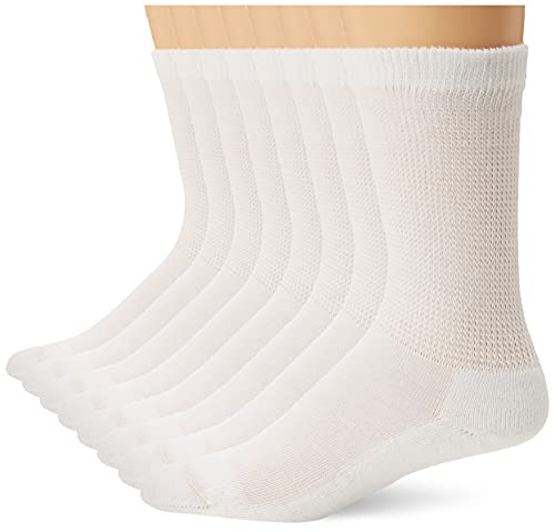 MediPeds Men’s Diabetic Extra Wide Non-Binding Top Crew Socks with COOLMAX Fiber 8 Pairs