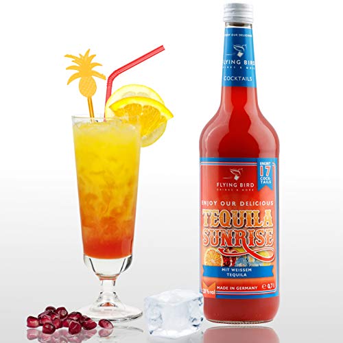 Flying Bird - Tequila Sunrise | 0,7l Bar Premix 28% vol für 17 fertige Cocktails | Orangensaft auffüllen und genießen