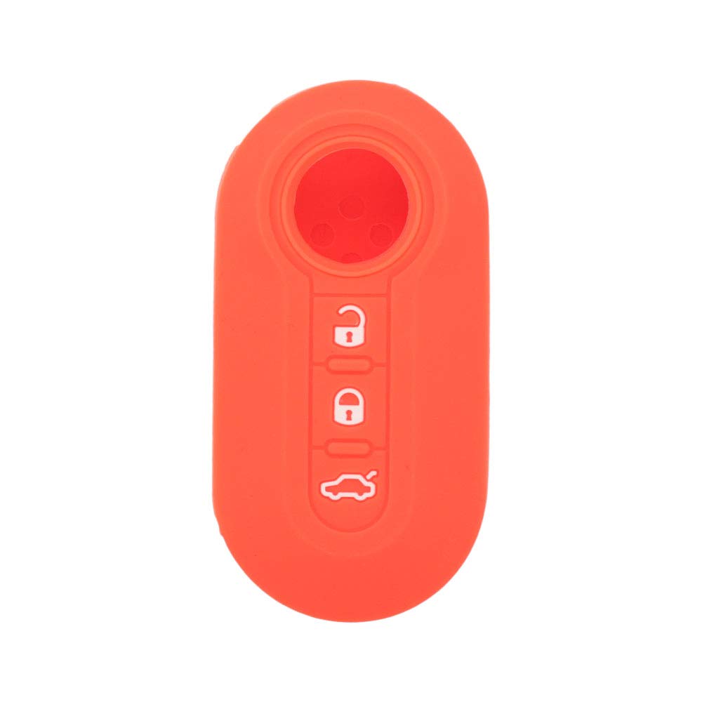 BROVACS Silicone Cover Protector Case Holder Skin Jacket Compatible with FIAT 3 Button Flip Remote Key Fob CV4759 Orange