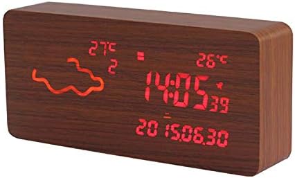 Amazon スマート無線lan天気時計 多機能の携帯用タケ木ledの健全な制御目覚し時計 調節可能な明るさusb充電目覚まし時計 212x48x96mm 家電 クロックラジオ