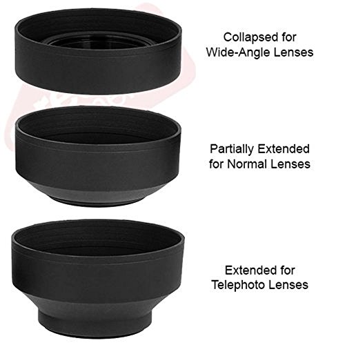58m Soft Rubber Lens Hood for Canon Rebel T5, T6, T6i, T7i, EOS 80D, EOS 77D Cameras with Canon EF-S 18-55mm f/3.5-5.6 IS II, IS STM Lens