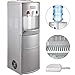 VBENLEM Water Cooler Dispenser with Ice Maker Hot and Cold Top Loading 3 to 5 Gallon Bottle for Home Office Use, 2 In 1, Silver
