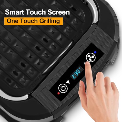 CUSIMAX Electric Grill, Indoor Smokeless Grill with LED Smart Display, Glass Lid, 1500W Family Grill with Non-Stick Plate, Variable Temperature Control, Health grill with Drip Tray, Dishwasher Safe