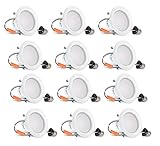 HyperSelect 4 Inch LED Downlight, 9W (65W Equivalent), Retrofit LED Recessed Fixture, 3000K (Soft White Glow), CRI84+, Slim Ceiling Light - Great for Bathroom, Kitchen, Office (12 Pack)
