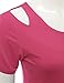 Doublju Women Round Neck Short Sleeve Top with Shoulder Hole Point