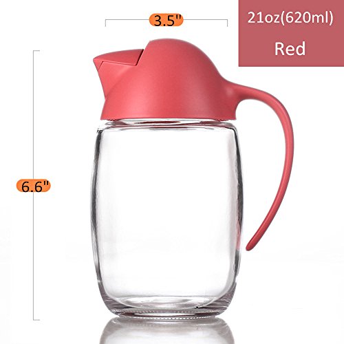 Olive Oil Dispenser Bottle with Automatic Cap 21oz Glass Oil and Vinegar Dispenser Bottle for Kitchen, No Drip Condiment Dispensing Cruet Container with Precise-Pour Spout Lovely Penguin Design (Red)