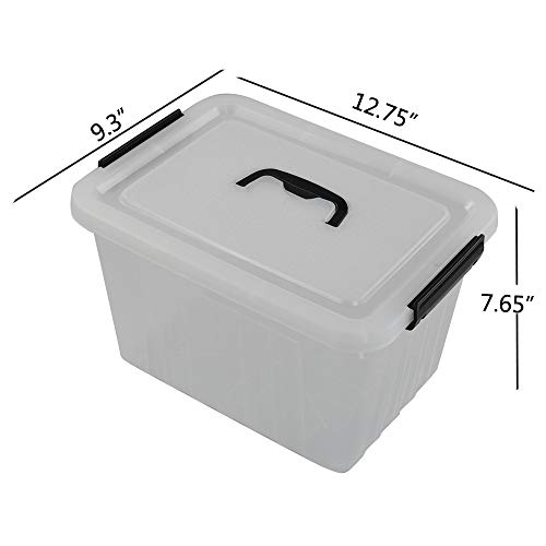 Anbers 12 Quart Clear Plastic Bin with Lid, Latching Box with Handle