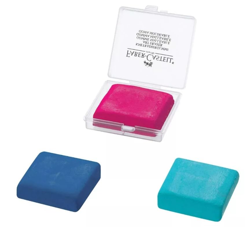 Faber Castell 127121 Kneaded Eraser in Red, Yellow or Blue (Quantity = 3)